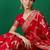 Red ethnic motif zari woven kanjeevaram saree with blouse