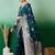 Teal ethnic motif zari woven tassel detail kanjeevaram saree with blouse