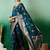Teal ethnic motif zari woven tassel detail kanjeevaram saree with blouse