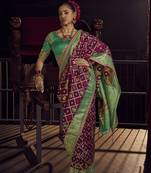 wine viscose dola silk blend zari mirror & heavy embroidery work saree