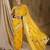 Yellow ethnic motif zari woven tassel detail kanjeevaram saree