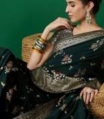 Green ethnic motif zari woven tassel detail kanjeevaram saree