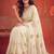 Off white floral mirror work poly georgette saree