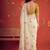 Off white floral mirror work poly georgette saree
