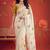 Off white floral mirror work poly georgette saree