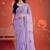 Lavender floral mirror work poly georgette saree