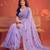 Lavender floral mirror work poly georgette saree
