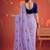 Lavender floral mirror work poly georgette saree