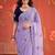Lavender floral mirror work poly georgette saree