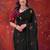 Black floral embroidered poly georgette saree