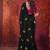 Black floral embroidered poly georgette saree