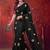 Black floral embroidered poly georgette saree