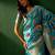Teal eyhnic motifs woven designed kanjeevaram saree