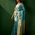 Teal eyhnic motifs woven designed kanjeevaram saree