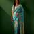 Teal eyhnic motifs woven designed kanjeevaram saree