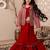 Red girls lehenga saree with jacket