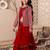 Red girls lehenga saree with jacket