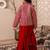 Red girls lehenga saree with jacket