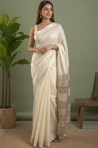 Cream  cotton sarees