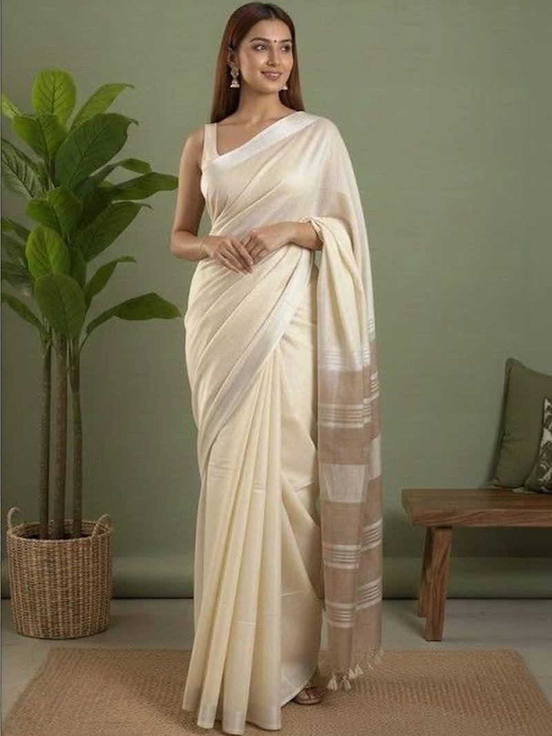 Cream  cotton sarees