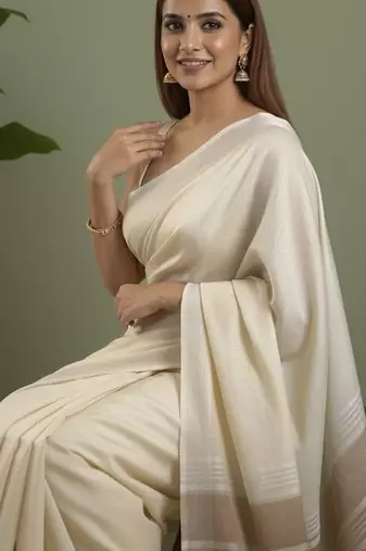 Cream  cotton sarees
