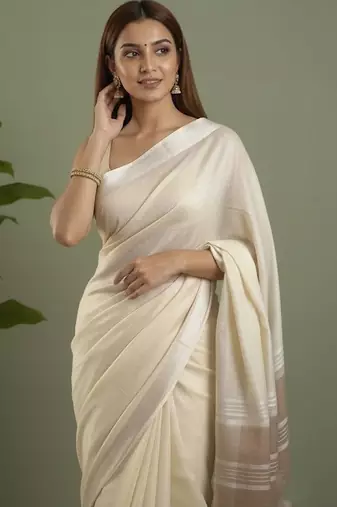 Cream  cotton sarees
