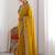 Mustard embellished embroidered sarees with unstitched blouse piece