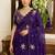 Purple embellished sarees with unstitched blouse piece