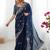 Blue tissue silk sequin embroideried blouse piece & sarees