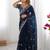 Blue tissue silk sequin embroideried blouse piece & sarees