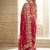Pink floral embroidered satin saree with blouse piece