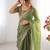 Green shimmer chiffon sequins embroideried blouse piece & sarees