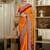 Red bandhani printed saree with unstitched blouse piece