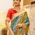 Blue bandhani printed saree with unstitched blouse piece