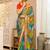 Blue bandhani printed saree with unstitched blouse piece