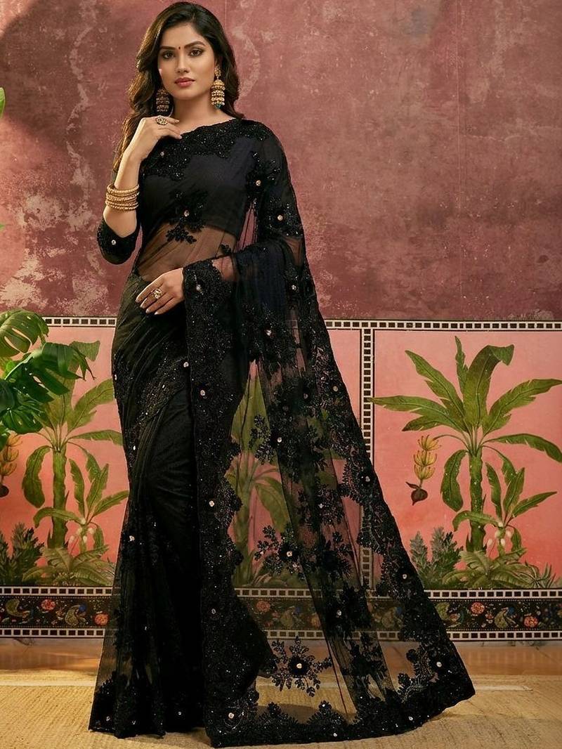 Black embroidered sarees