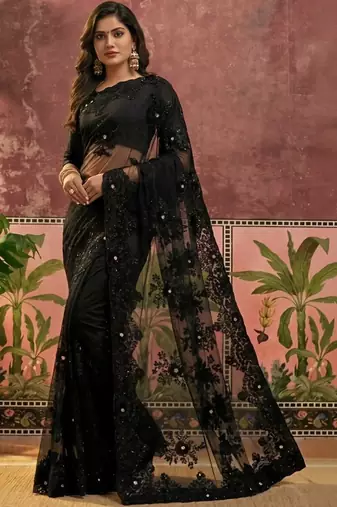 Black embroidered sarees