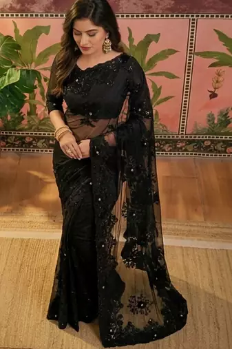 Black embroidered sarees