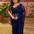 Navy blue embroidered sarees with unstitched blouse piece