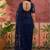 Navy blue embroidered sarees with unstitched blouse piece