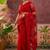 Red embroidered sarees with unstitched blouse piece