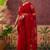 Red embroidered sarees with unstitched blouse piece