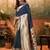 Navy blue woven design zari weaving paithani saree with unstitched blouse