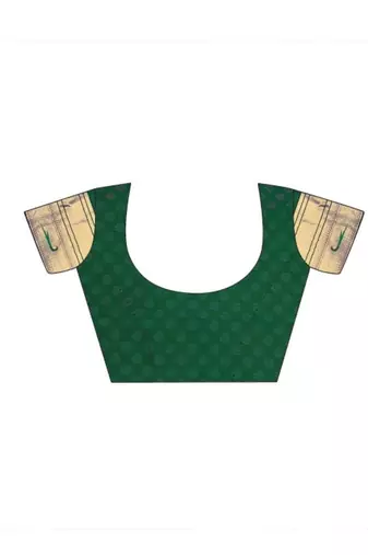 Green woven design zari weaving paithani saree with unstitched blouse