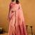 Peach woven design  cotton saree with unstiched blouse