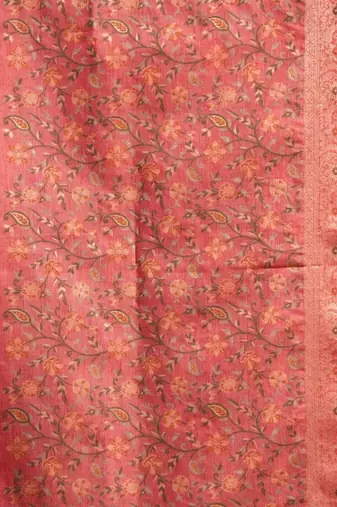 Peach woven design  cotton saree with unstiched blouse