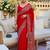 Red ethnic motifs mirror work saree