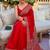 Red ethnic motifs mirror work saree
