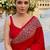 Red ethnic motifs mirror work saree