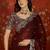 Maroon floral embroidered tissue heavy work saree